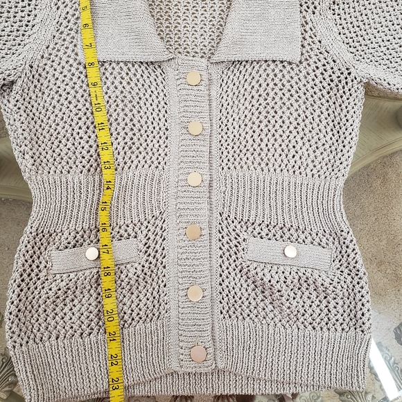 WHITE HOUSE BLACK MARKET SUBTLE METALLIC SWEATER - Picture 7 of 9